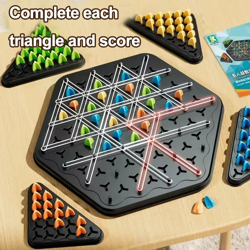 New Geometry Chain Chess Puzzle Triangle Chess Desktop Game Rubber Band Training Family Interaction Exercise Thinking Toys Gifts