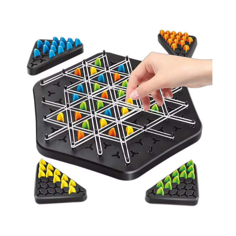 New Geometry Chain Chess Puzzle Triangle Chess Desktop Game Rubber Band Training Family Interaction Exercise Thinking Toys Gifts