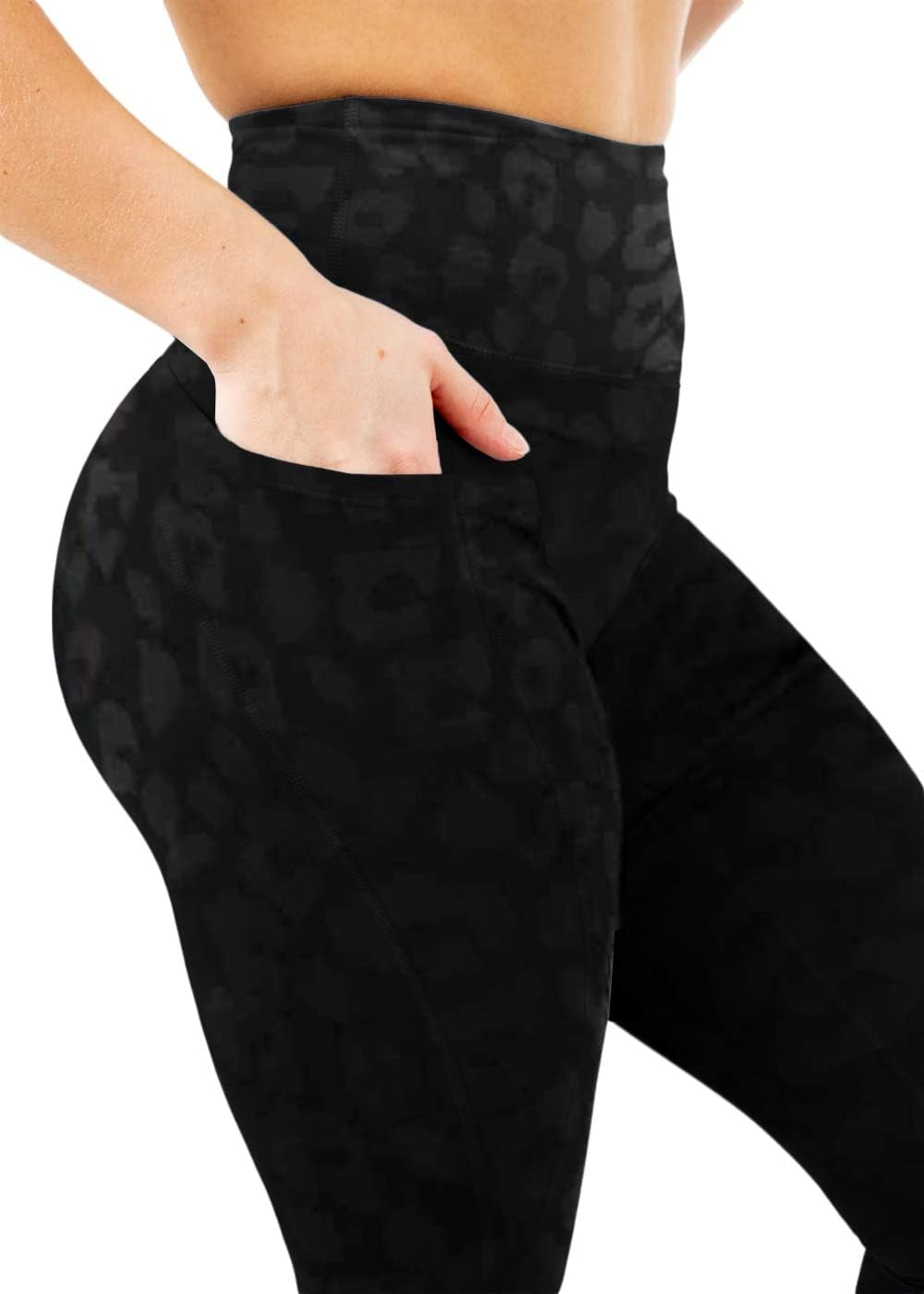 Women'S Booty Scrunch Workout Sports Leggings Butt Lifting Ruched Yoga Pants with Pockets (Leopard, Medium)