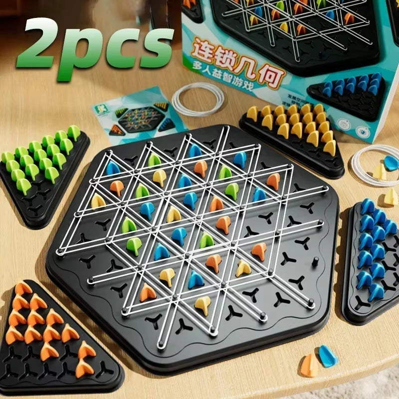 New Geometry Chain Chess Puzzle Triangle Chess Desktop Game Rubber Band Training Family Interaction Exercise Thinking Toys Gifts