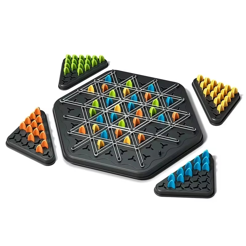 New Geometry Chain Chess Puzzle Triangle Chess Desktop Game Rubber Band Training Family Interaction Exercise Thinking Toys Gifts