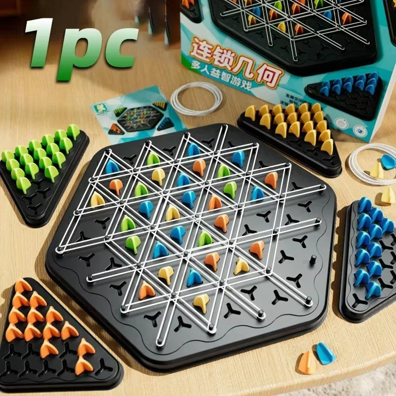 New Geometry Chain Chess Puzzle Triangle Chess Desktop Game Rubber Band Training Family Interaction Exercise Thinking Toys Gifts