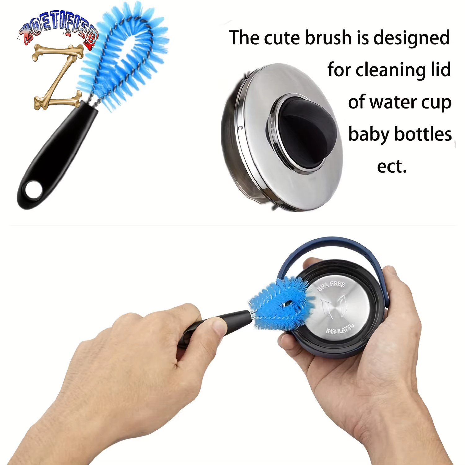 3-In-1 Stainless Steel Water Bottle Brush Set Cleaning Brush Long Handle Water Bottles Cleaner Washing Kitchen Scrubbing Tools