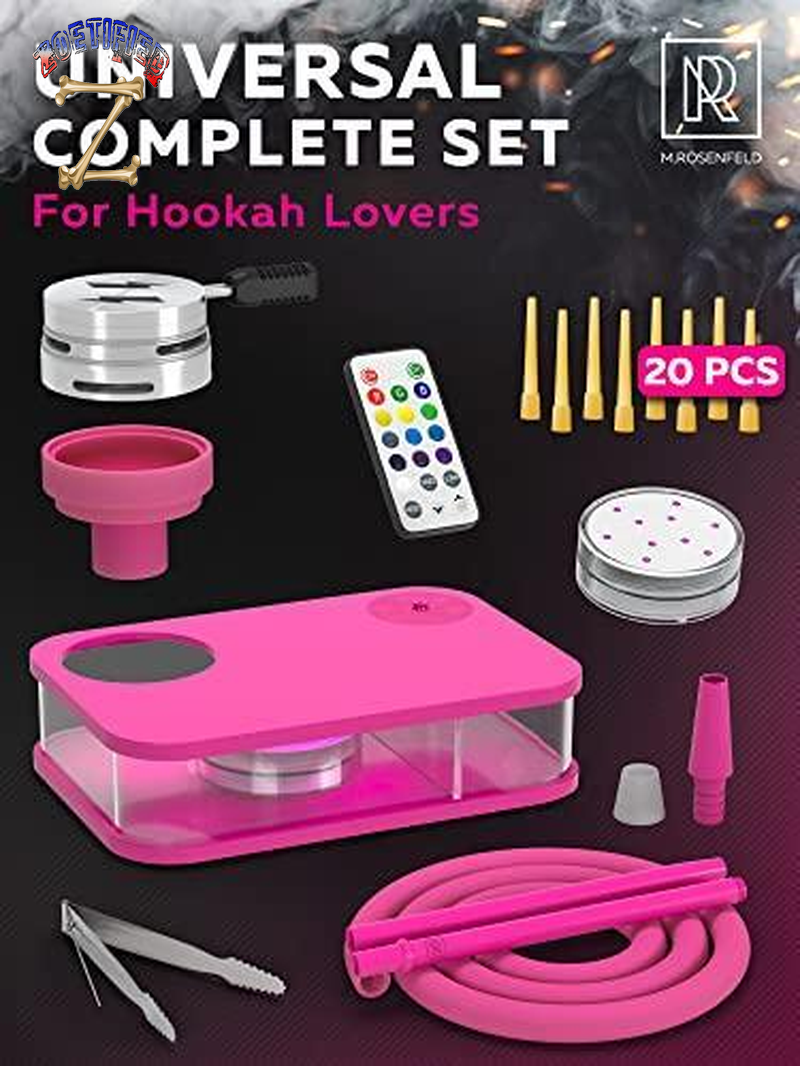 Pink Hookah Set Premium Portable Hookah Set with Everything and Travel Case