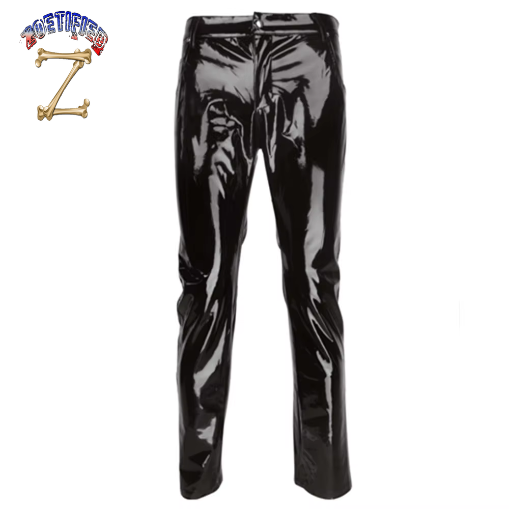 Shiny PVC Latex Trousers Men Motorcycle Black Mens Pants Fashion Faux Leather Riding Waterproof Motor Biker Male Street Pants