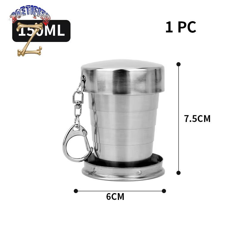 250Ml Stainless Steel Retractable Cup Outdoor Travel Toiletry Cup Portable Creative Compression Cup Mini Handy Cup Folding Cup