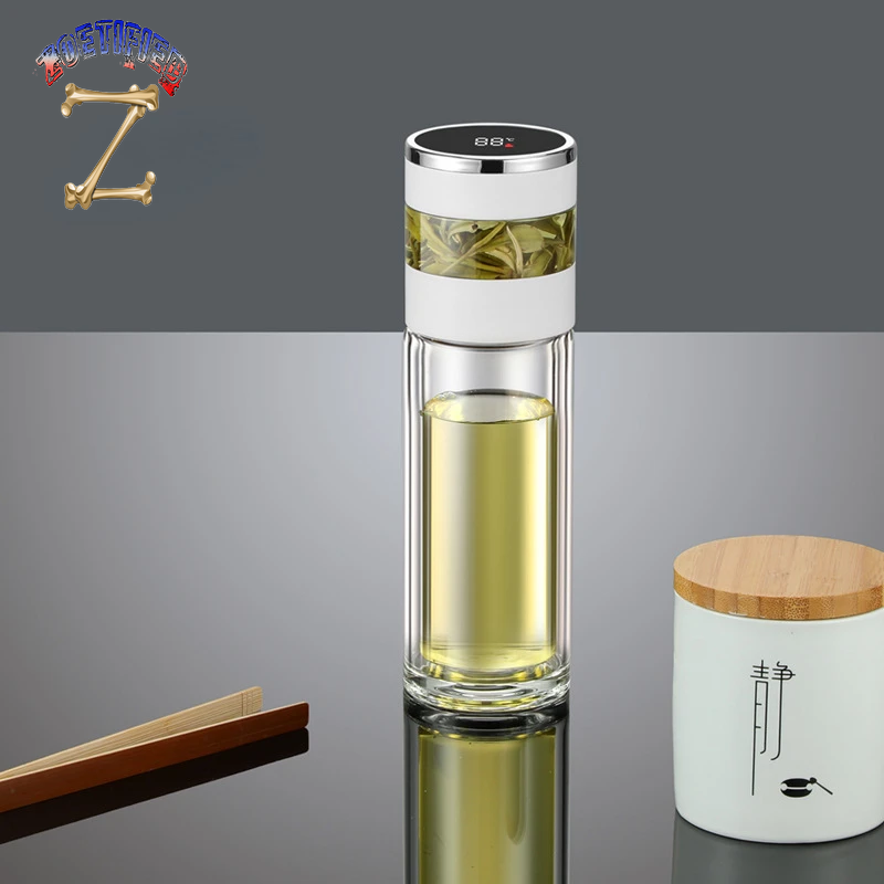 Tea Infuser Vacuum Flask Temperature LED Display 450Ml Insulated Cup Stainless Steel Tumbler Thermos Bottle Travel Coffee Mug