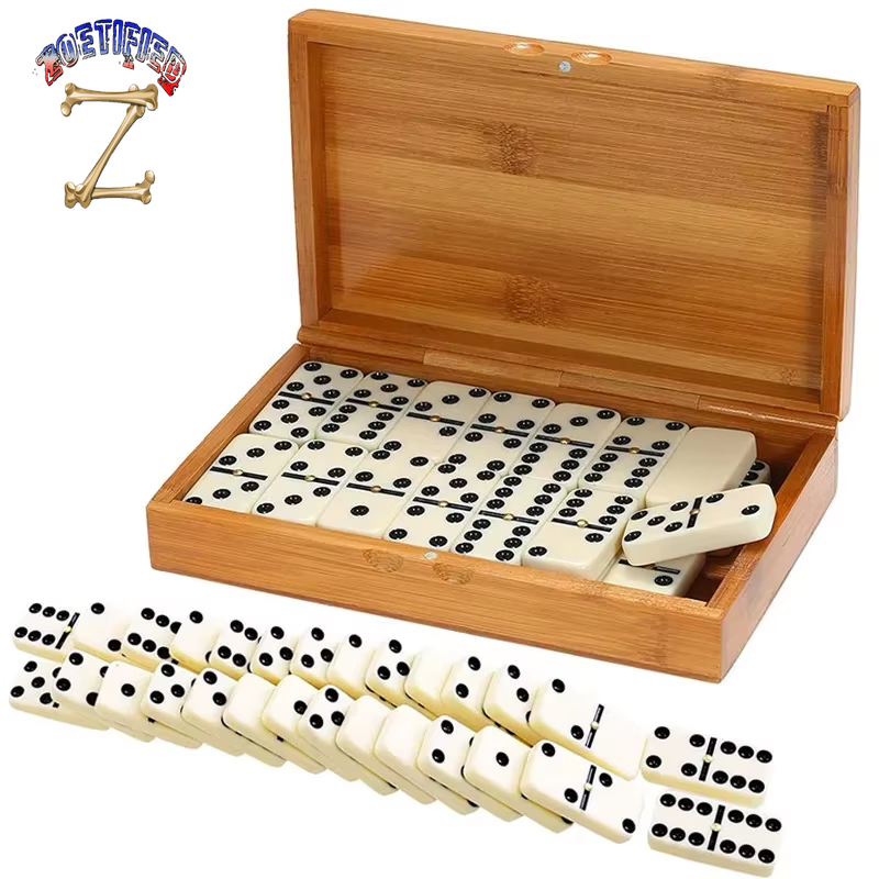 Double Six Dominoes Set Entertainment Recreational Travel Game Toy Black Dots Dominoes