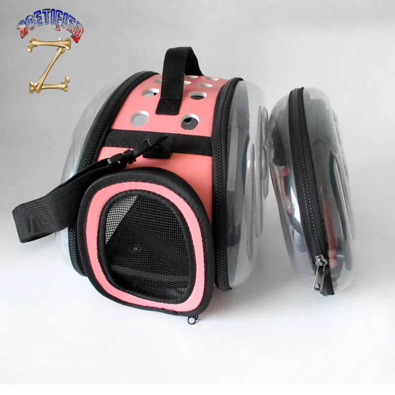 Transparent Foldable Outdoor Pet Travel Carrier Bag for Dog Cat Crossbody Portable Breathable Collapsible Travel Cat Carrier Bag