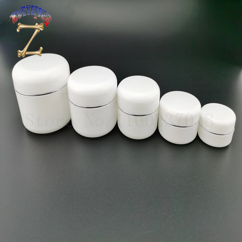 50Pcs/Lot 10G-250G White Refillable Bottles Travel Face Cream Lotion Cosmetic Container Plastic Empty Makeup Jar