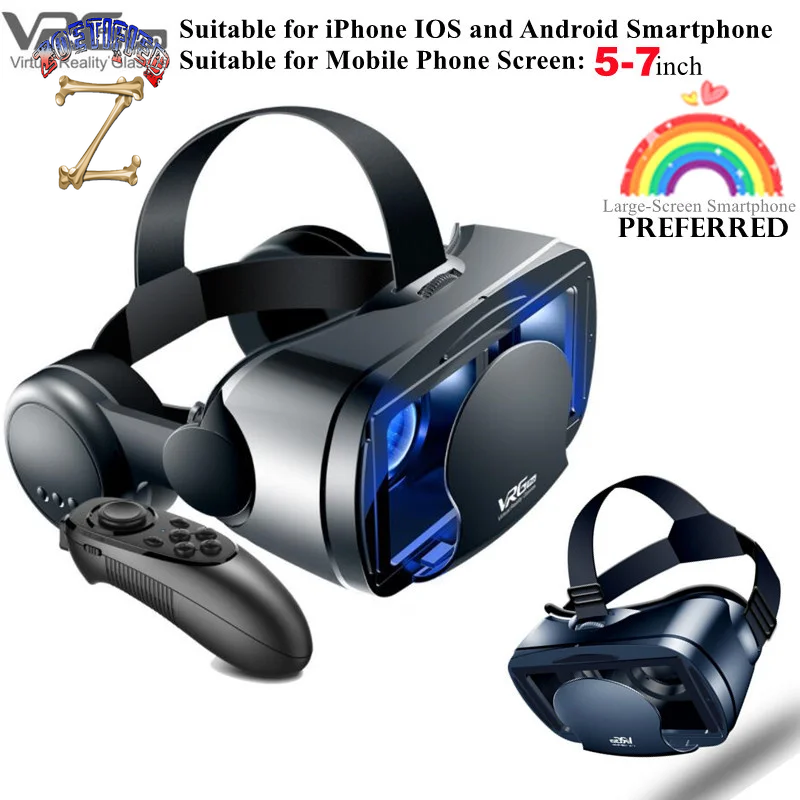 Virtual Reality VR Glasses IMAX Huge Screen HD 3D Glasses Google Cardboard Box VR Headset Helmet for 5-7" Phone,Support Gamepad