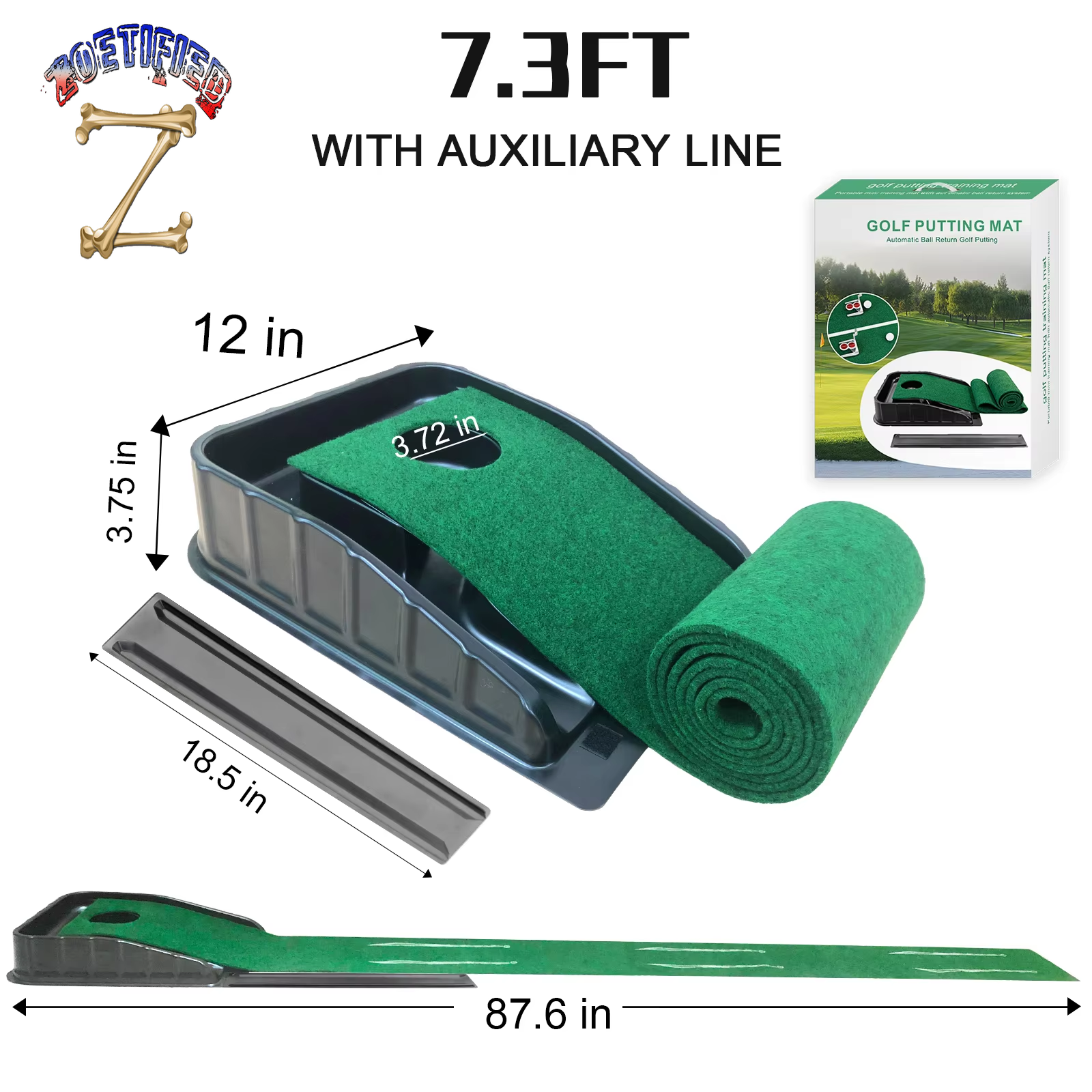 Indoor Golf Putting Mat with Auto-Ball Return and Alignment Guides Golf Putting Green