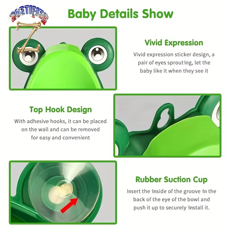 Cute Frog Potty Training Urinal Boy with Fun Aiming Target, Toilet Urinal Trainer, Children Stand Vertical Pee Infant Toddler