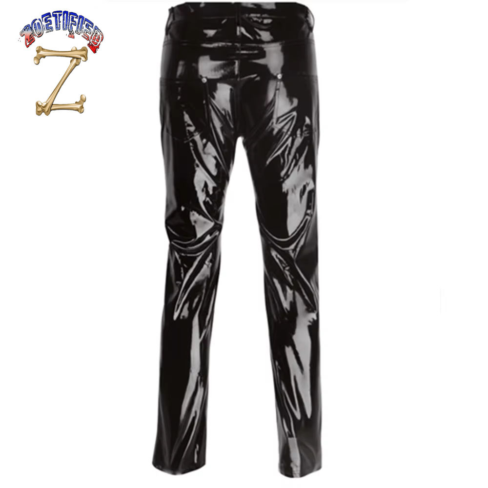 Shiny PVC Latex Trousers Men Motorcycle Black Mens Pants Fashion Faux Leather Riding Waterproof Motor Biker Male Street Pants