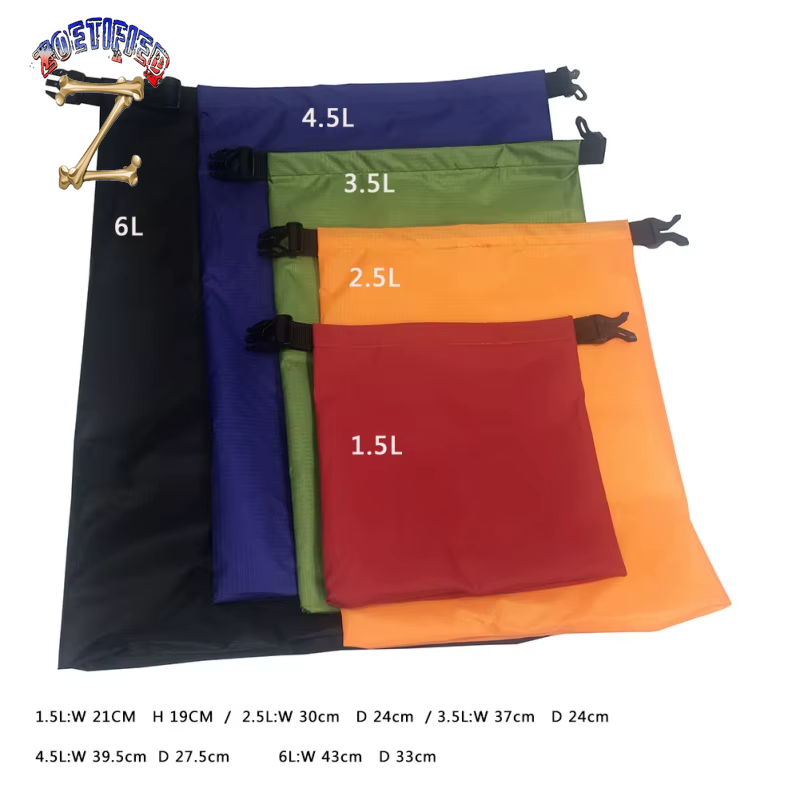 5Pcs Outdoor Waterproof Swimming Dry Bag Beach Buckled Storage Sack Camping Drifting Snorkeling Bags with Adjustable Strap Hook