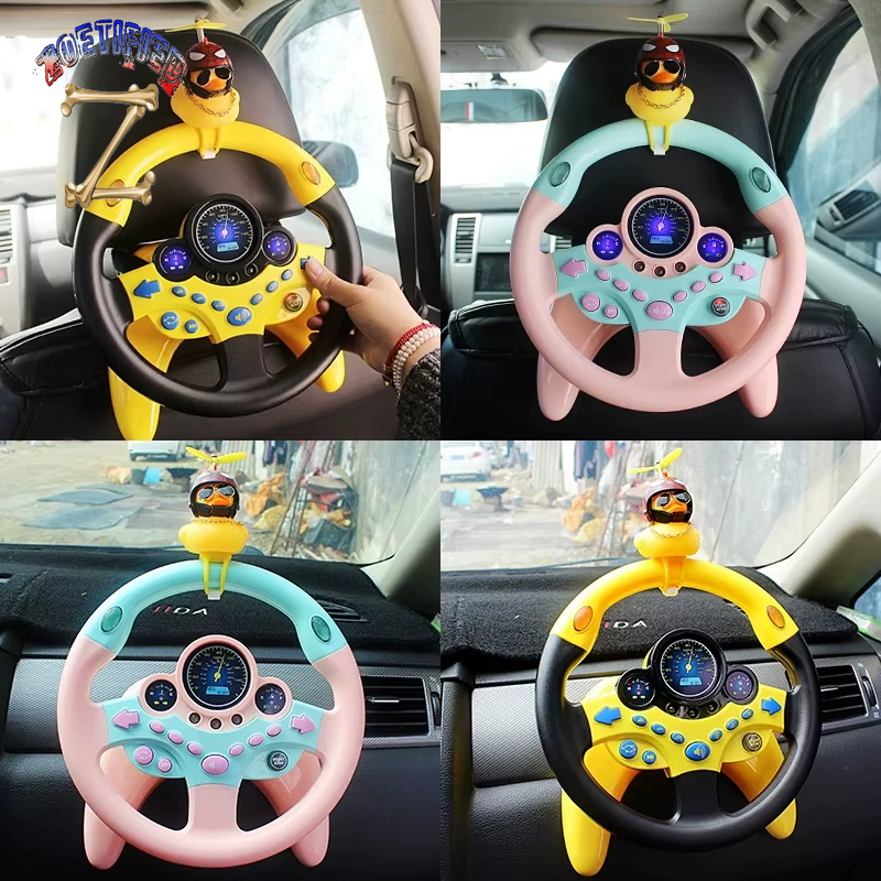 Cute Children Steering Wheel Toy with Light Simulation Driving Sound Music Funny Educational Baby Electronic Travel Kids Toys