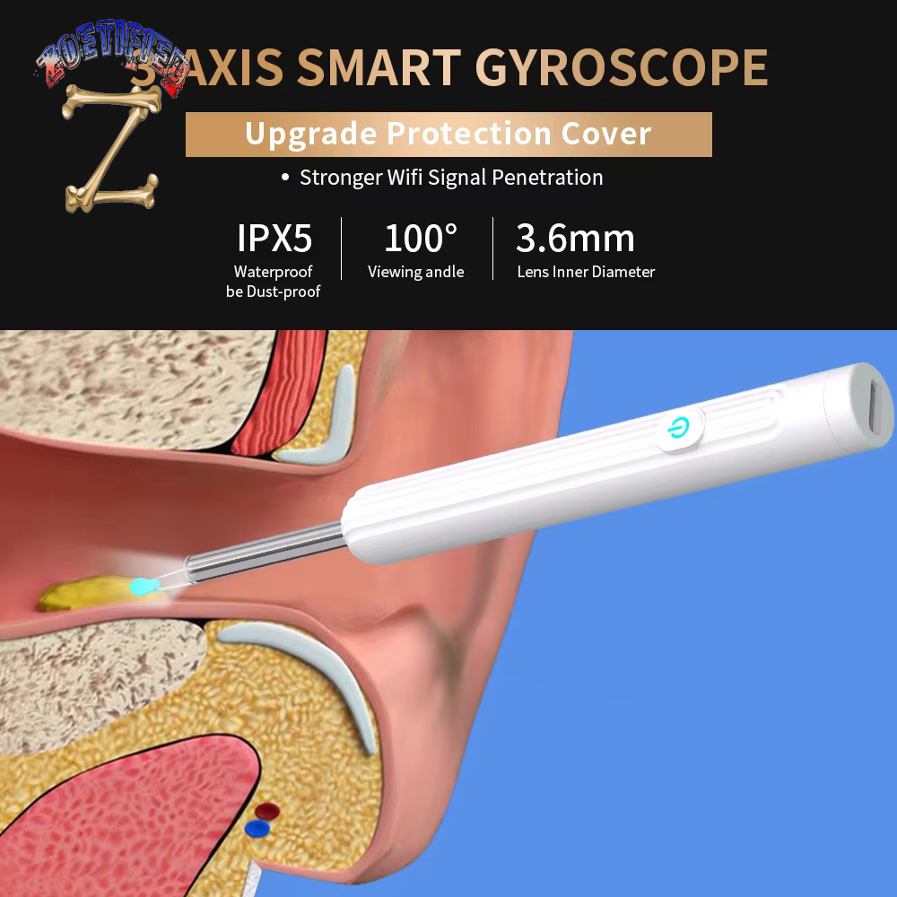 Smart Visual Ear Cleaner with Camera 1296P Ear Sticks USB C Charging Ear Wax Removal Tool WIFI Connection 6 LED Lights Earpick