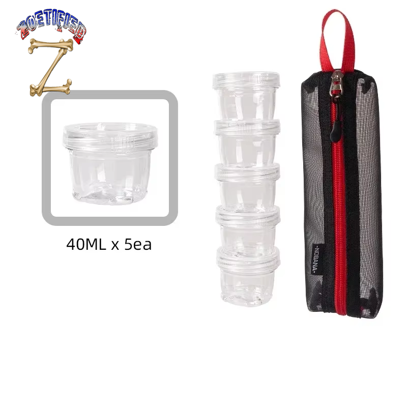 Portable Travel Camping Spice Kit Spice Container Bag with 5 Clear Seasoning Bottles Travel Spice Holder Condiment Container Set