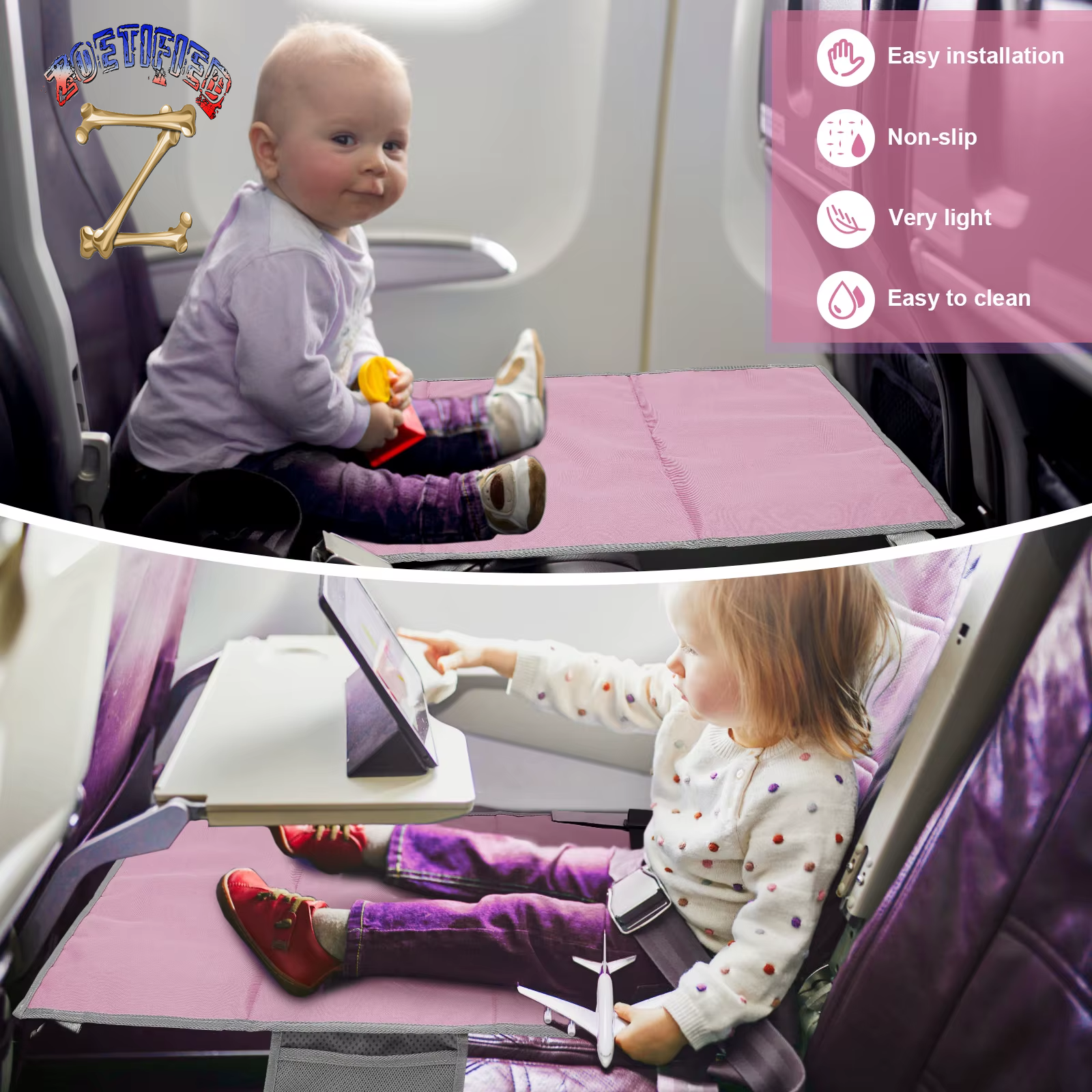 Kids Travel Airplane Bed with Storage Bag Portable Baby Airplane Car Seat Extender Leg Rest Hammock for Children Travel New