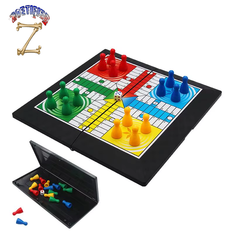 Foldable Flying Chess Portable Board Game Camping Travel Game Set Aeroplane Chess Kids Toys