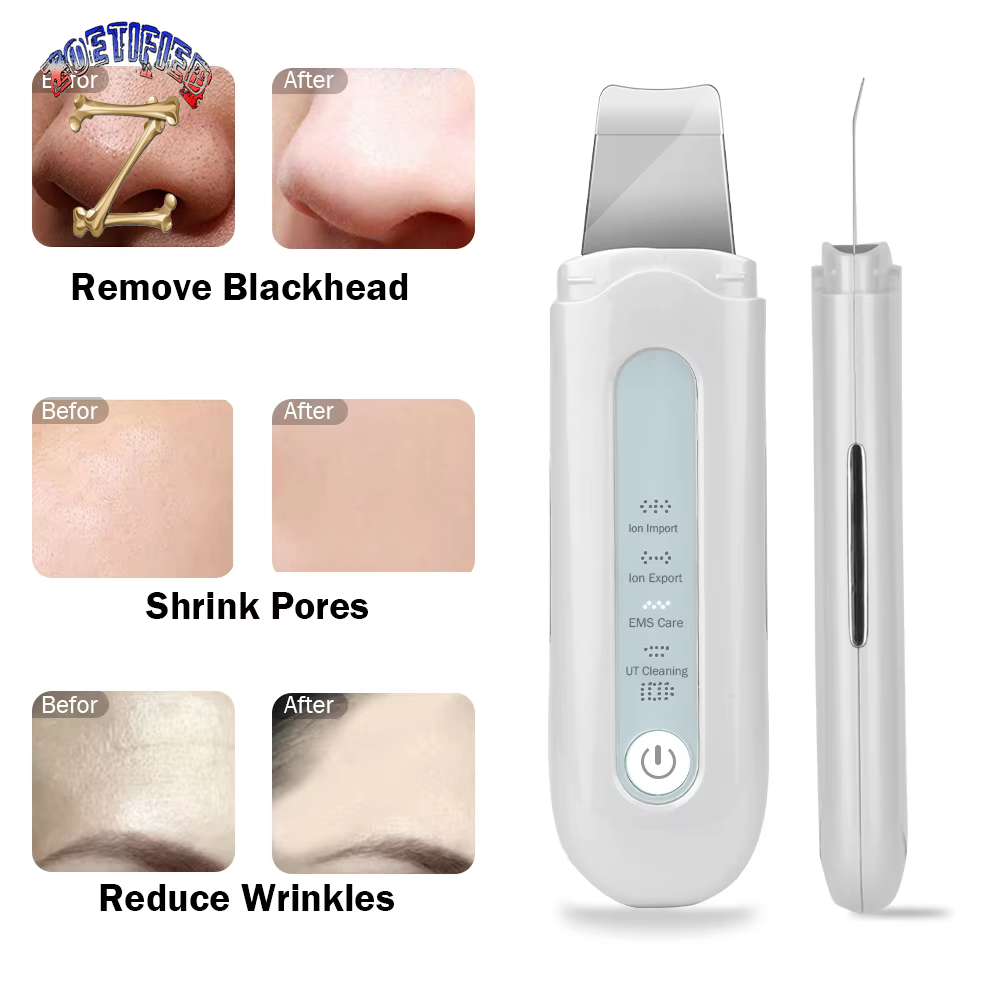 Ultrasonic Skin Scrubber High Frequency Facial Lifting Machine Beauty Pores Facial Cleanser Blackhead Remover Peeling Shovel