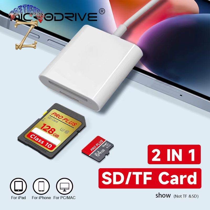 Multi Card Reader for Iphone, Lightning SD, TF Memory Card Readers, Support IOS14, Iphone 7, 8, X, XR, 11, 12