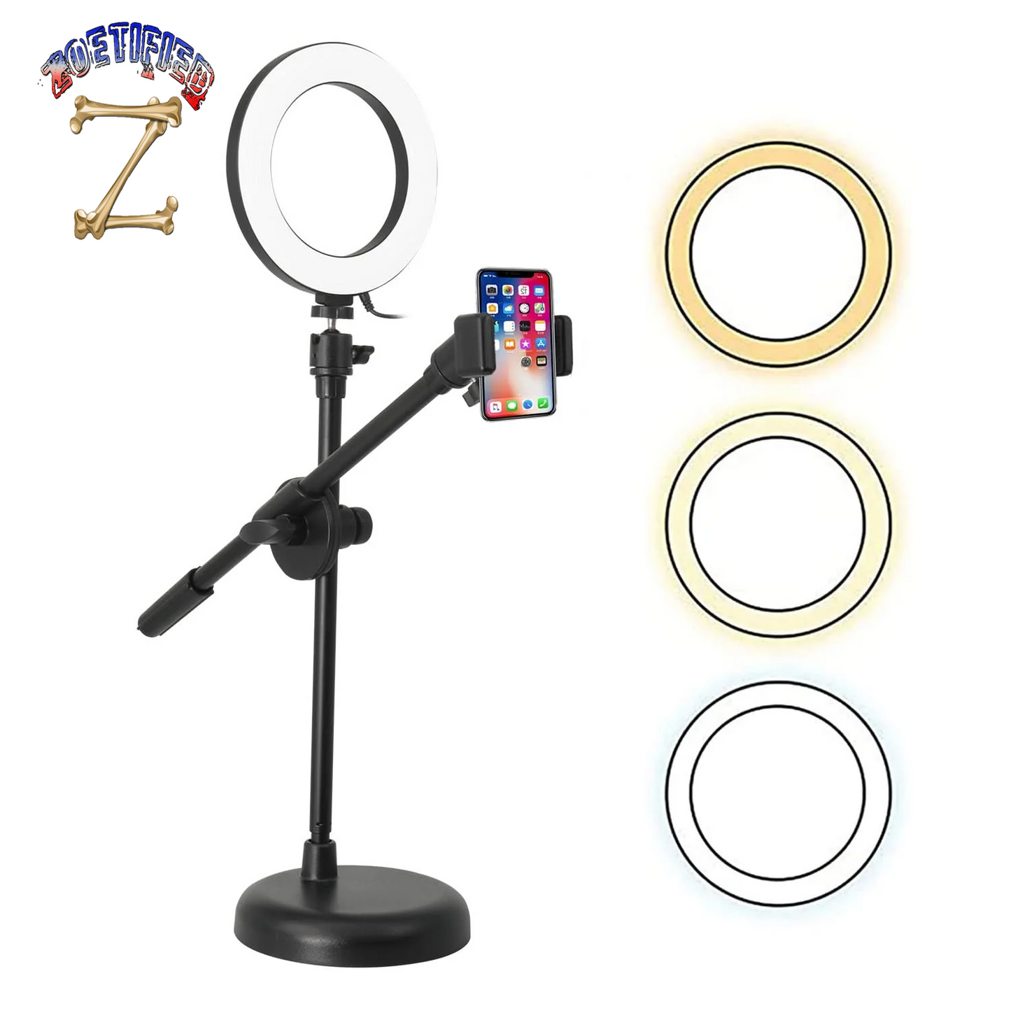 5Core 6 Inch Ring Light + Cell Phone Stand Adjustable Ringlight LED W Phone Holder