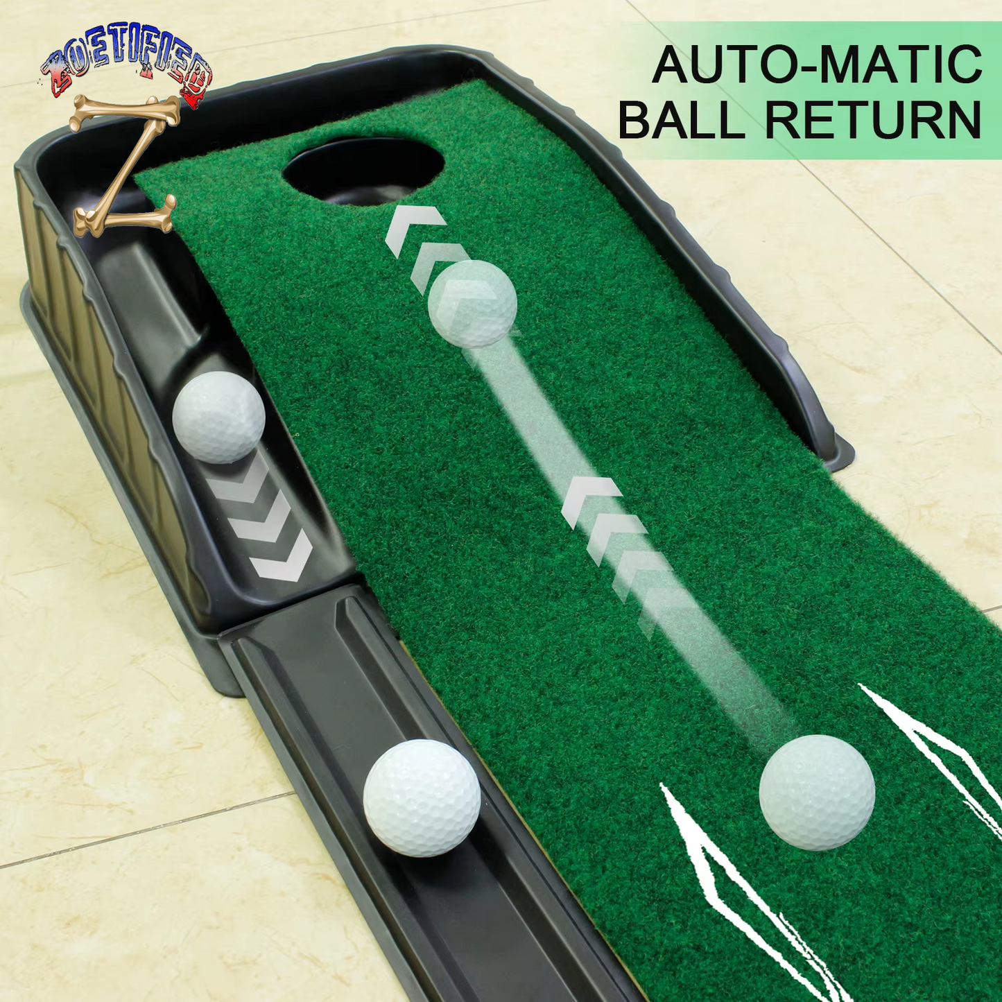 Indoor Golf Putting Mat with Auto-Ball Return and Alignment Guides Golf Putting Green