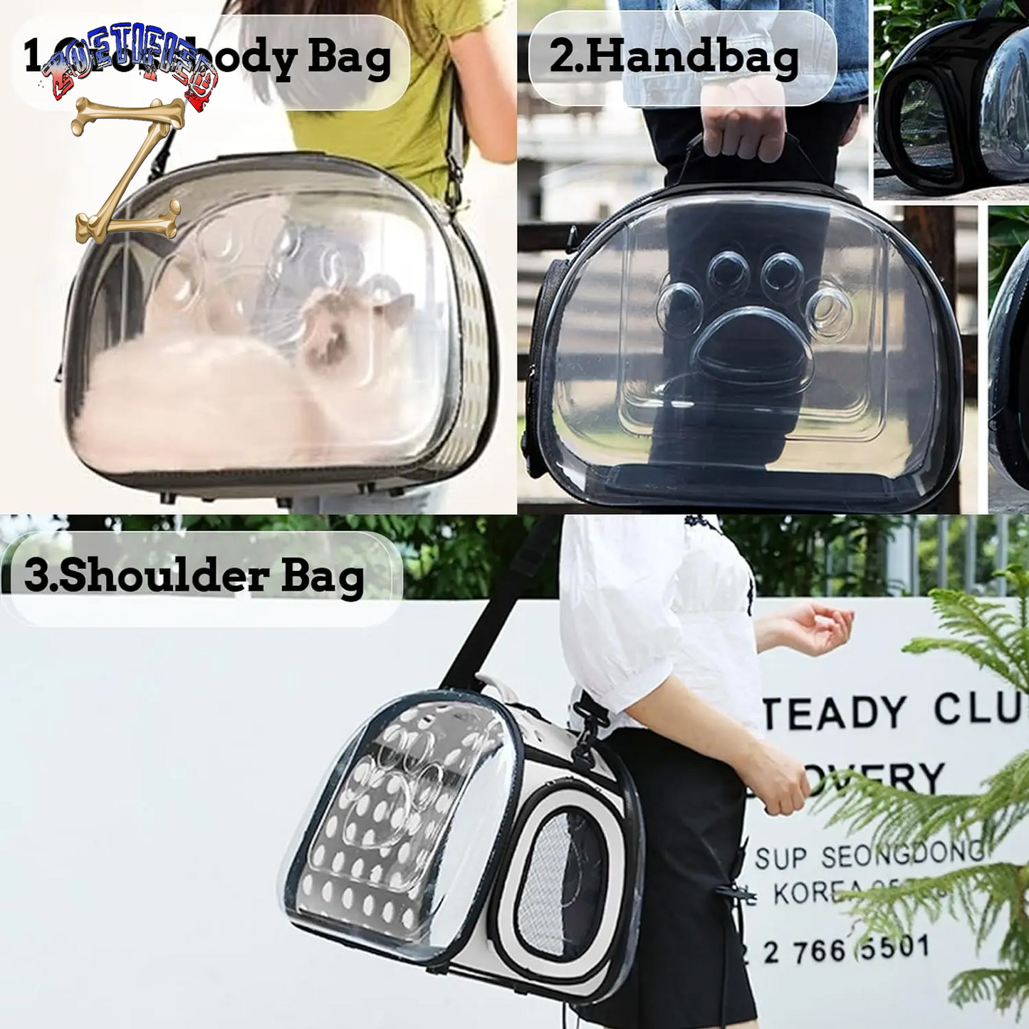 Transparent Foldable Outdoor Pet Travel Carrier Bag for Dog Cat Crossbody Portable Breathable Collapsible Travel Cat Carrier Bag