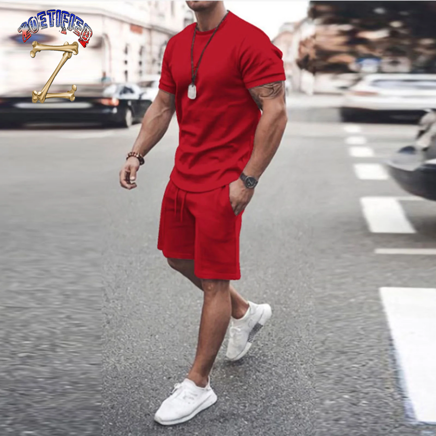 Men'S Short Sleeve T-Shirt and Shorts Set Sport Casual Crew Neck Muscle Sportswear 2 Piece Tracksuit Summer Outfits