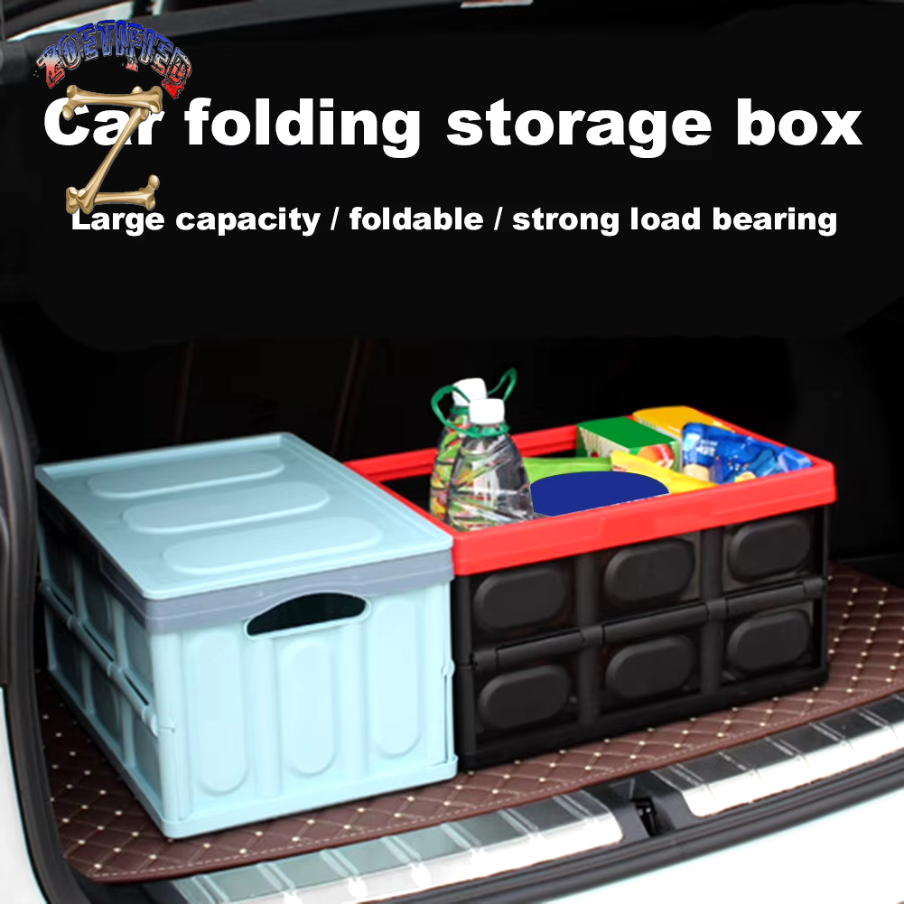 Portable Folding Car Trunk Grocery Storage Box Auto Vehicle Travel Container Collapsible Car Trunk Organizer for Travel and Camp