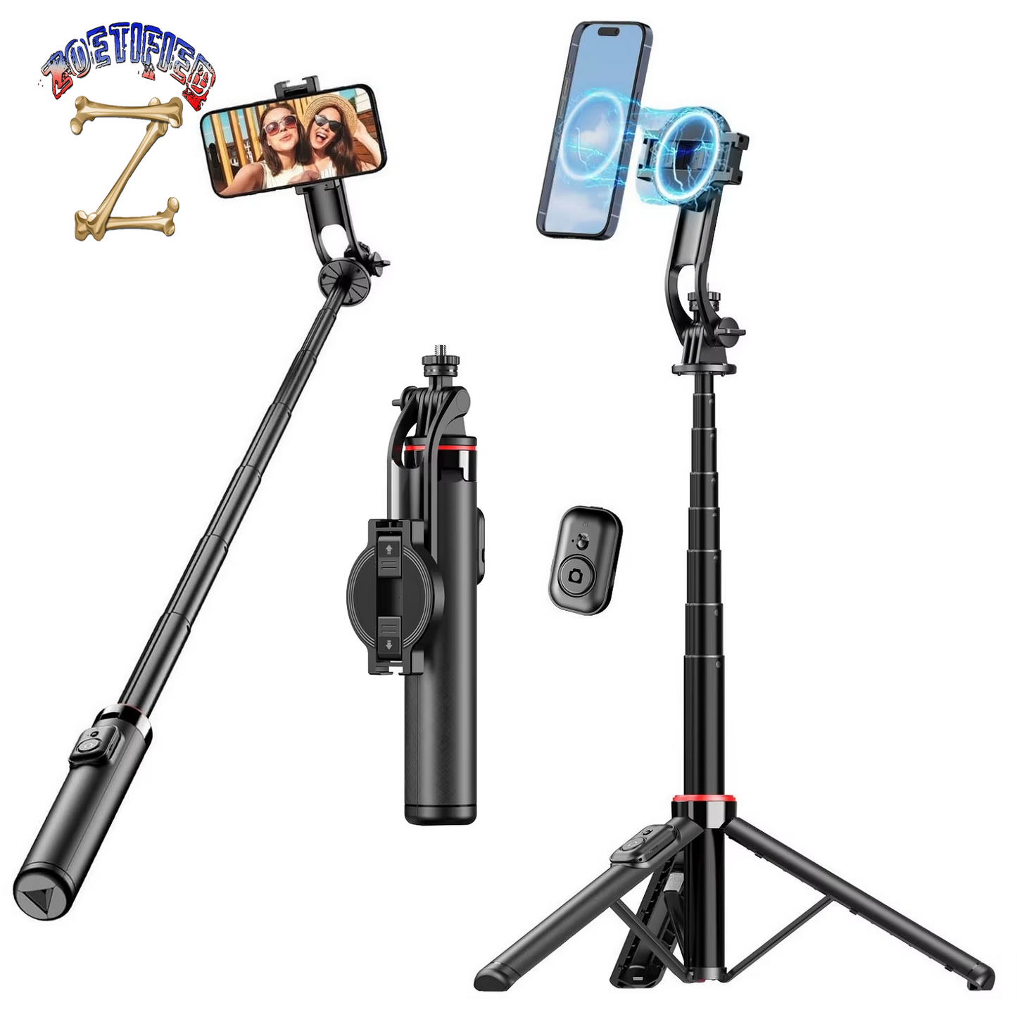 Magnetic Selfie Stick Tripod for Iphone, 51" Phone Tripod Stand Compatible with Magsafe Travel Tripod for Iphone Android Phones