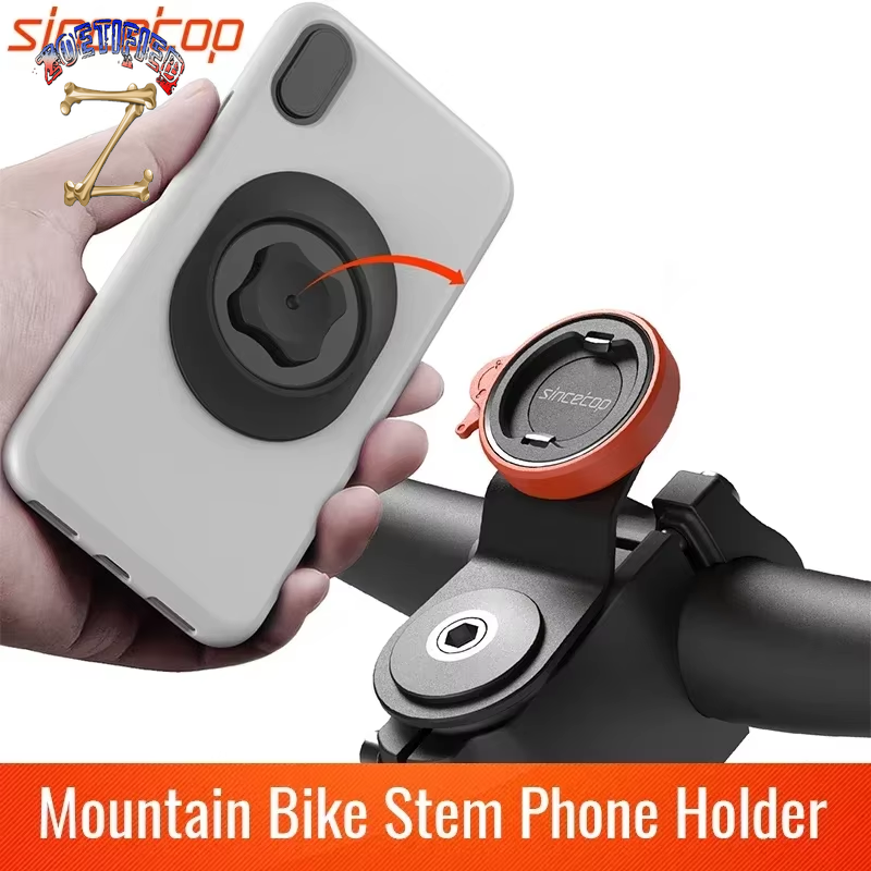 Bike Phone Holder,Bicycle Phone Mount- Aluminum Mtb/Road Bike Stem Cycling Phone Clamp,Quick Lock Release/Attach/Detach