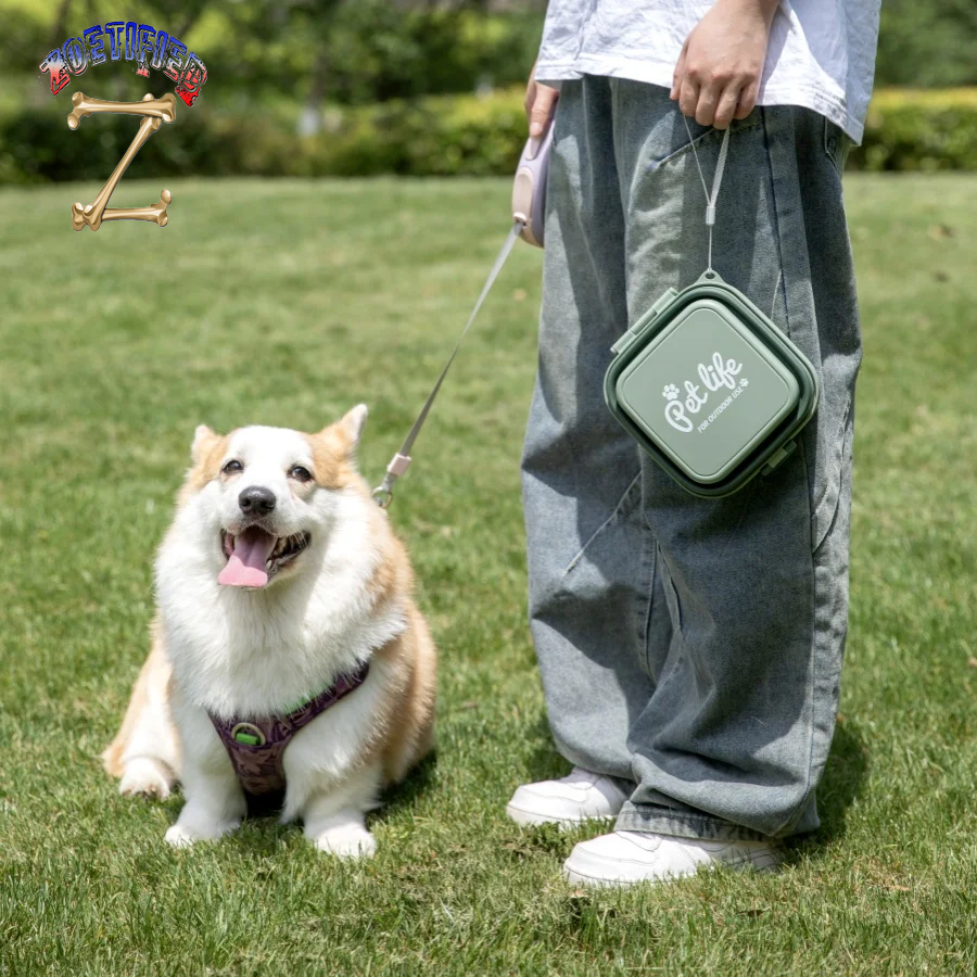 Portable Double-Decker Dog Travel Bowl for Cat Folding Bowl Food and Water Pet Outdoor Travel Supplies