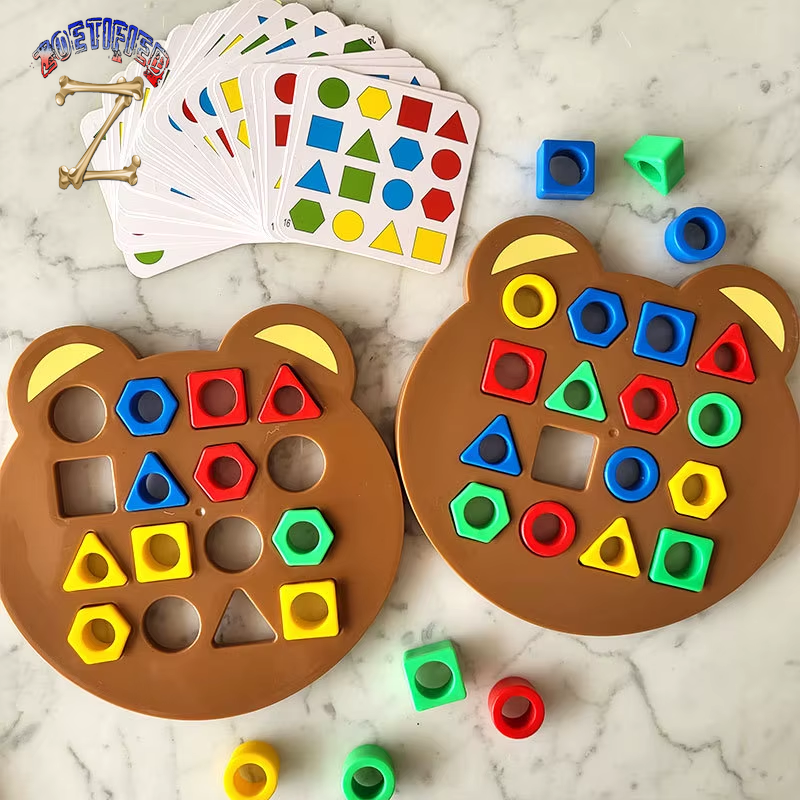 1 Set Little Bear Geometry Matching Puzzle Puzzle Montessori Education Block Parent Child Interactive Board Game