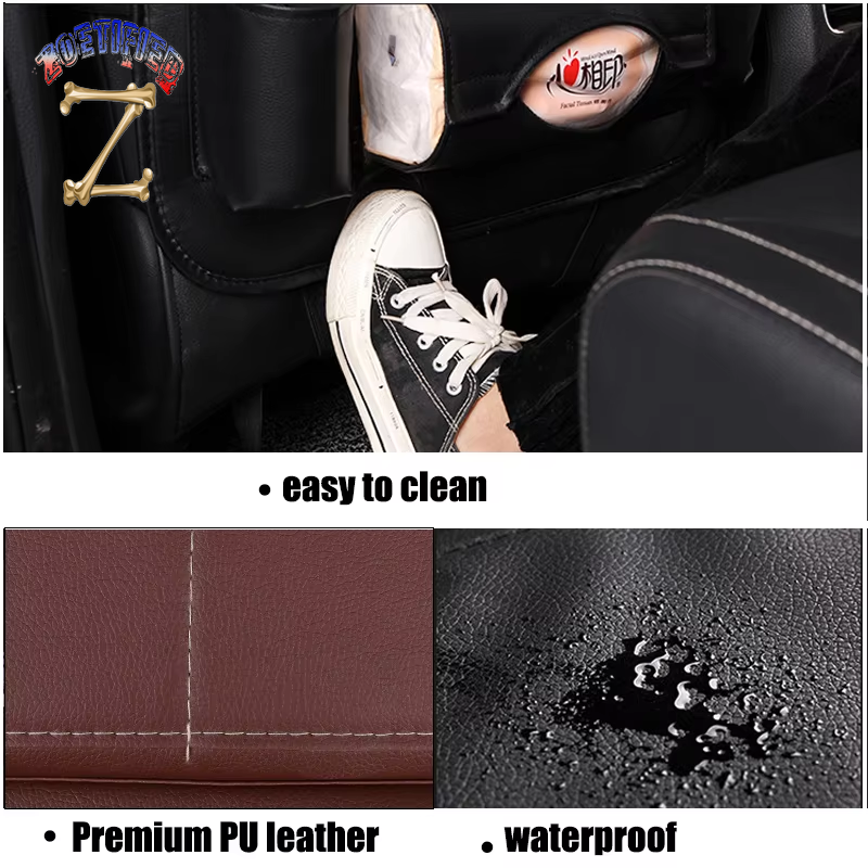 Car Seat Back Organizer Pu Leather Pad Bag Car Storage Organizer Foldable Table Tray Travel Storage Bag Auto Accessories