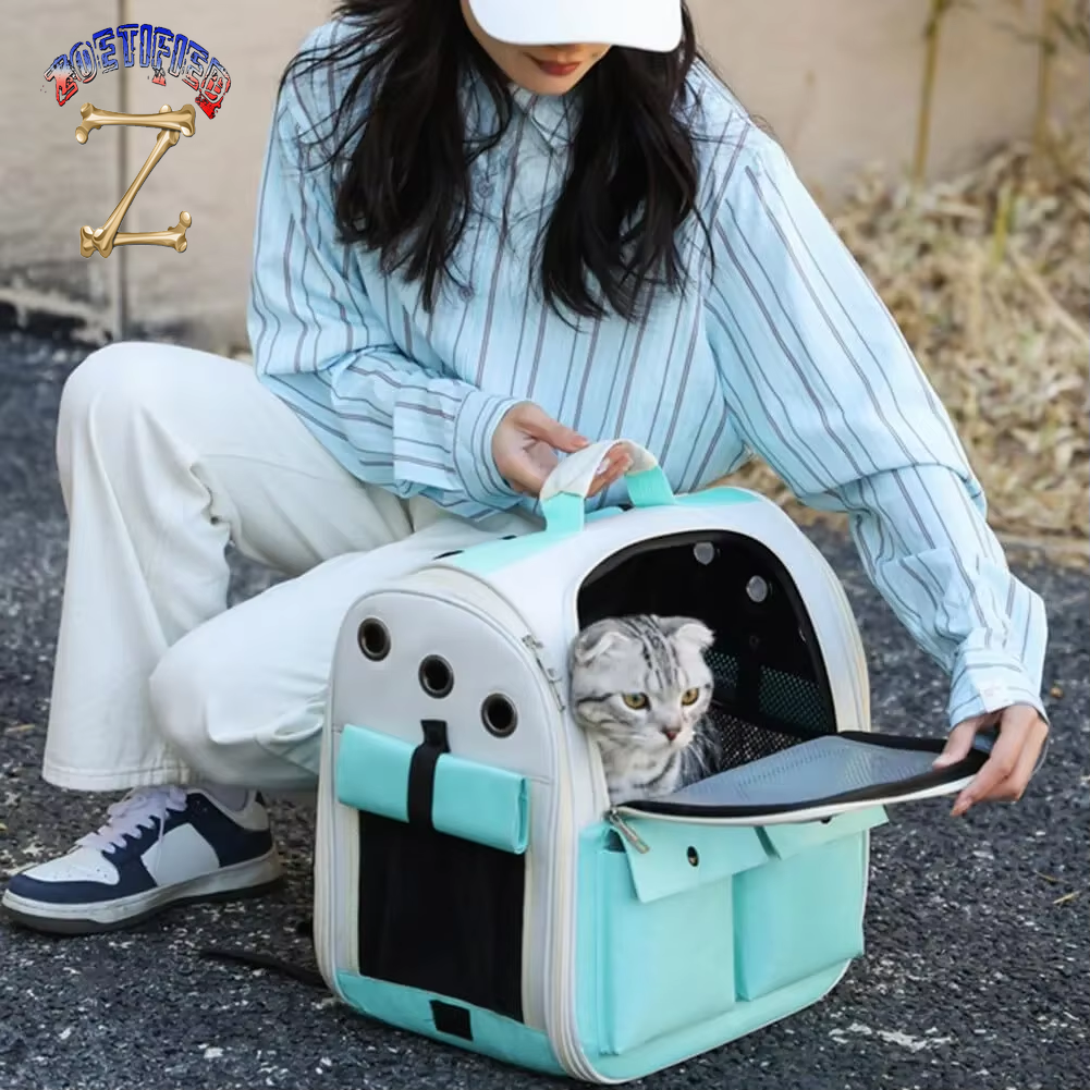 Cat Carrier Backpack Adjustable Strap Pet Carrying Bag Ventilation Large Capacity Foldable Cat Backpack for Outdoor Travel