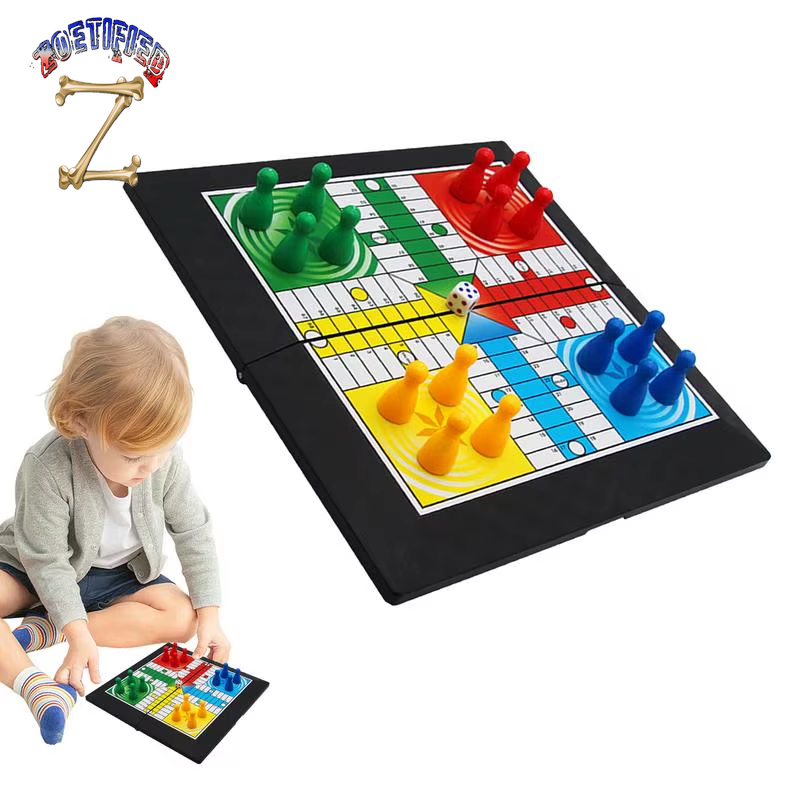 Foldable Flying Chess Portable Board Game Camping Travel Game Set Aeroplane Chess Kids Toys