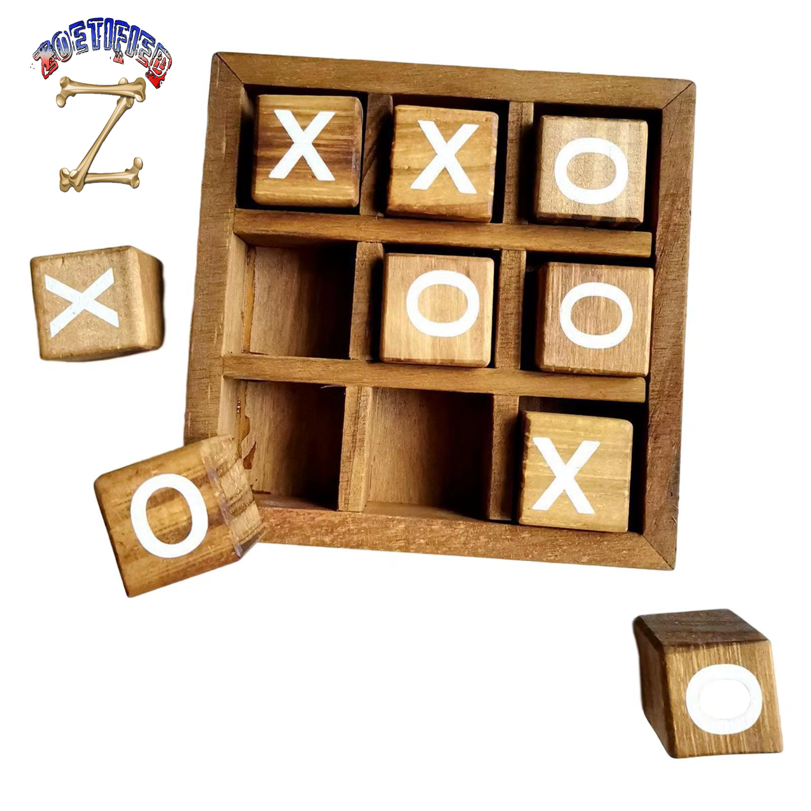 Wooden Tic TAC Toe Game Board Games Fun Indoor Brain Teaser Travel for Friends Top