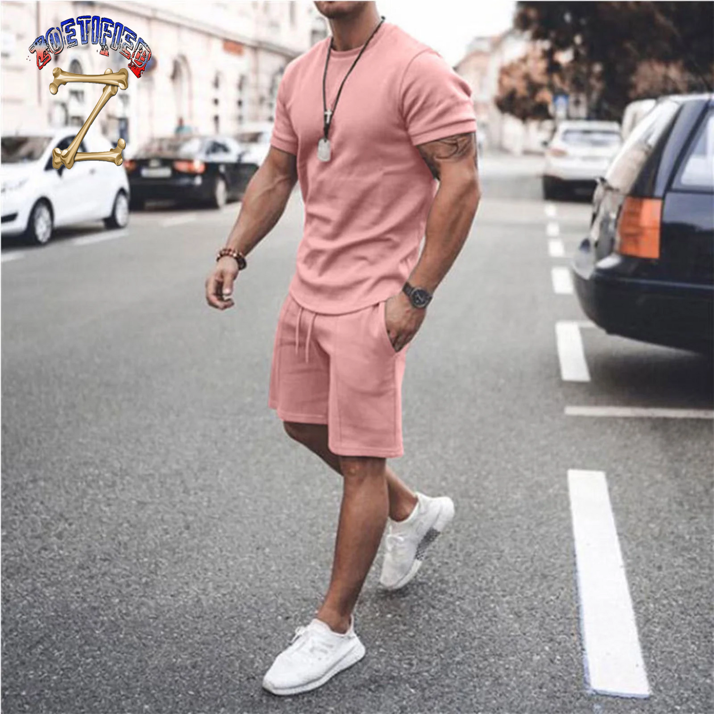 Men'S Short Sleeve T-Shirt and Shorts Set Sport Casual Crew Neck Muscle Sportswear 2 Piece Tracksuit Summer Outfits