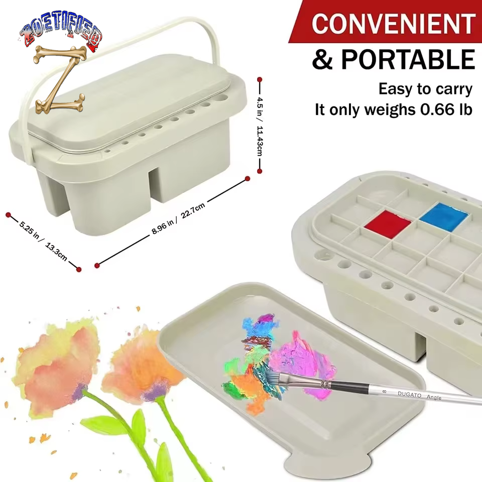 1 Set Paint Brush Cleaner Washer Multifunction Painting Brush Washing Bucket Tool Basin Holder Tray Palette Lid 2 Paint Sponges