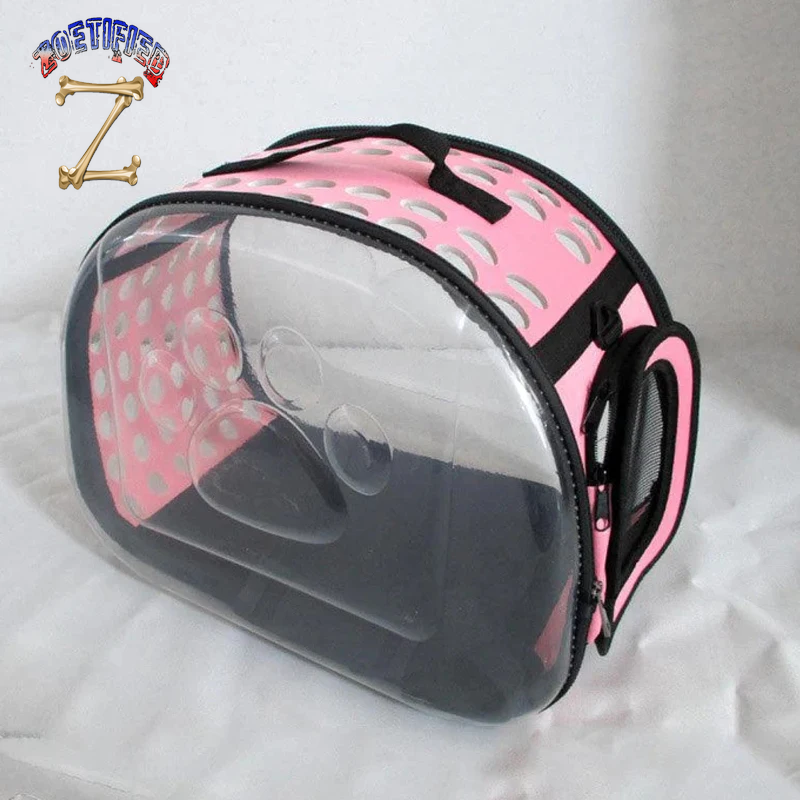 Transparent Foldable Outdoor Pet Travel Carrier Bag for Dog Cat Crossbody Portable Breathable Collapsible Travel Cat Carrier Bag