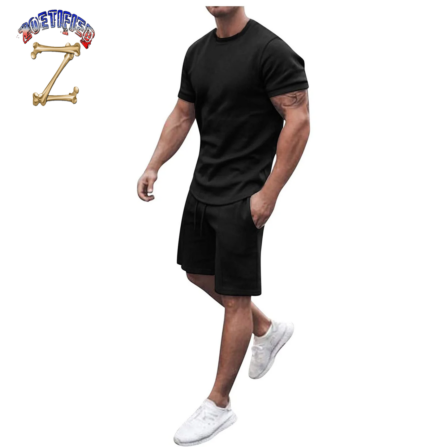 Men'S Short Sleeve T-Shirt and Shorts Set Sport Casual Crew Neck Muscle Sportswear 2 Piece Tracksuit Summer Outfits