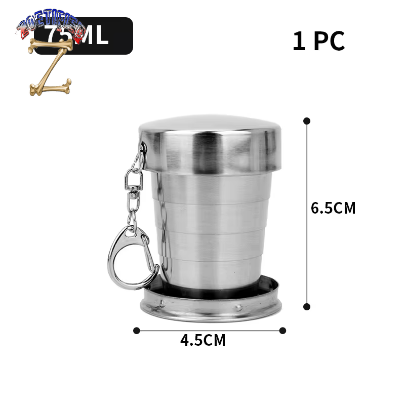 250Ml Stainless Steel Retractable Cup Outdoor Travel Toiletry Cup Portable Creative Compression Cup Mini Handy Cup Folding Cup