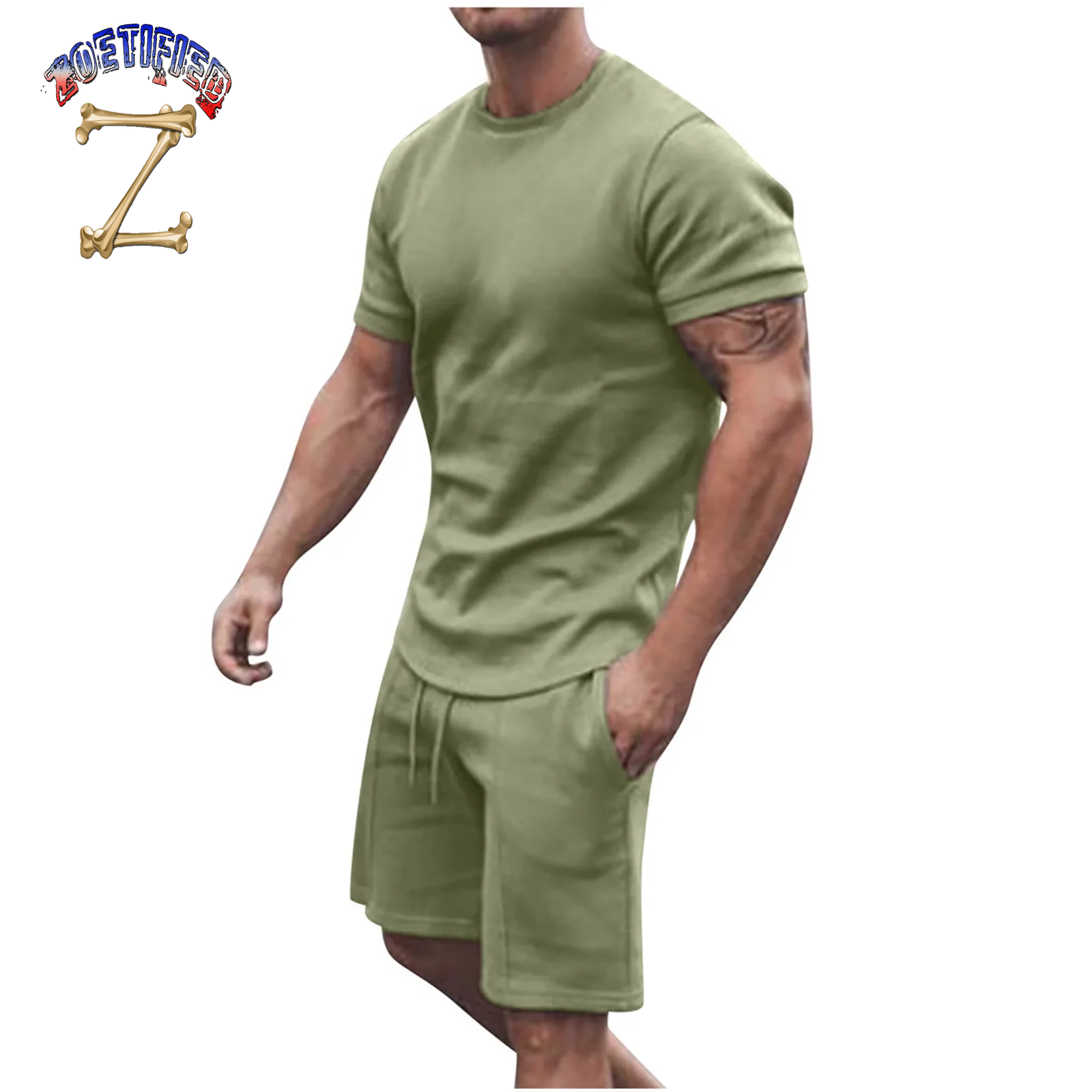 Men'S Short Sleeve T-Shirt and Shorts Set Sport Casual Crew Neck Muscle Sportswear 2 Piece Tracksuit Summer Outfits