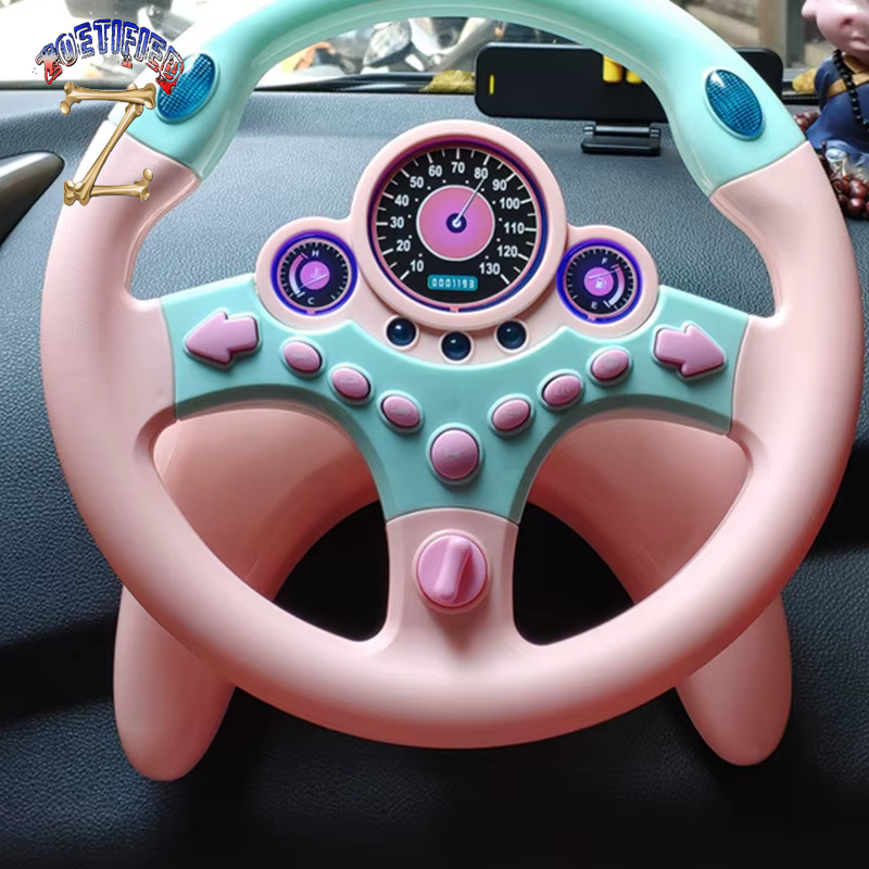 Cute Children Steering Wheel Toy with Light Simulation Driving Sound Music Funny Educational Baby Electronic Travel Kids Toys