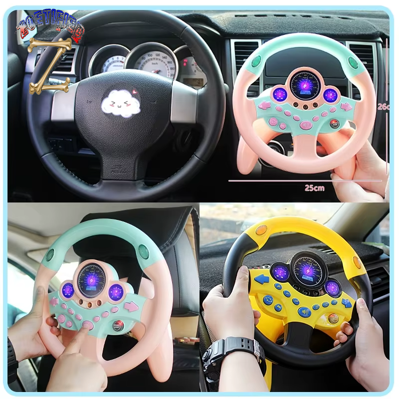 Cute Children Steering Wheel Toy with Light Simulation Driving Sound Music Funny Educational Baby Electronic Travel Kids Toys