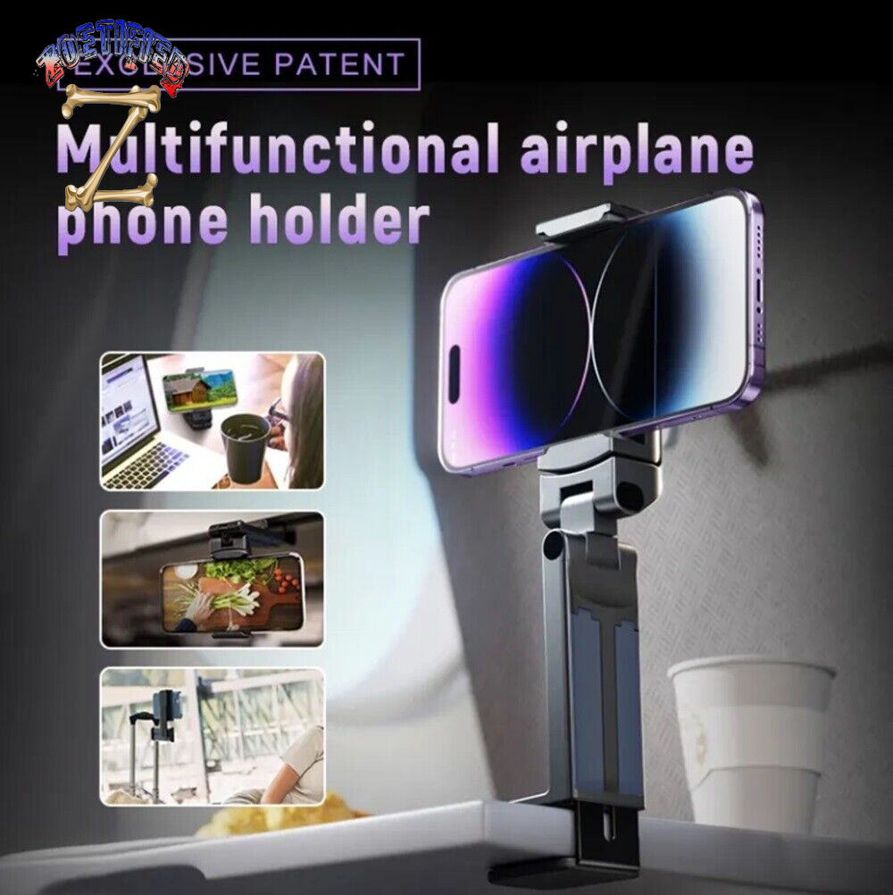 Universal Travel Phone Holder – Airplane Seat, Luggage Handle, Desktop Mount