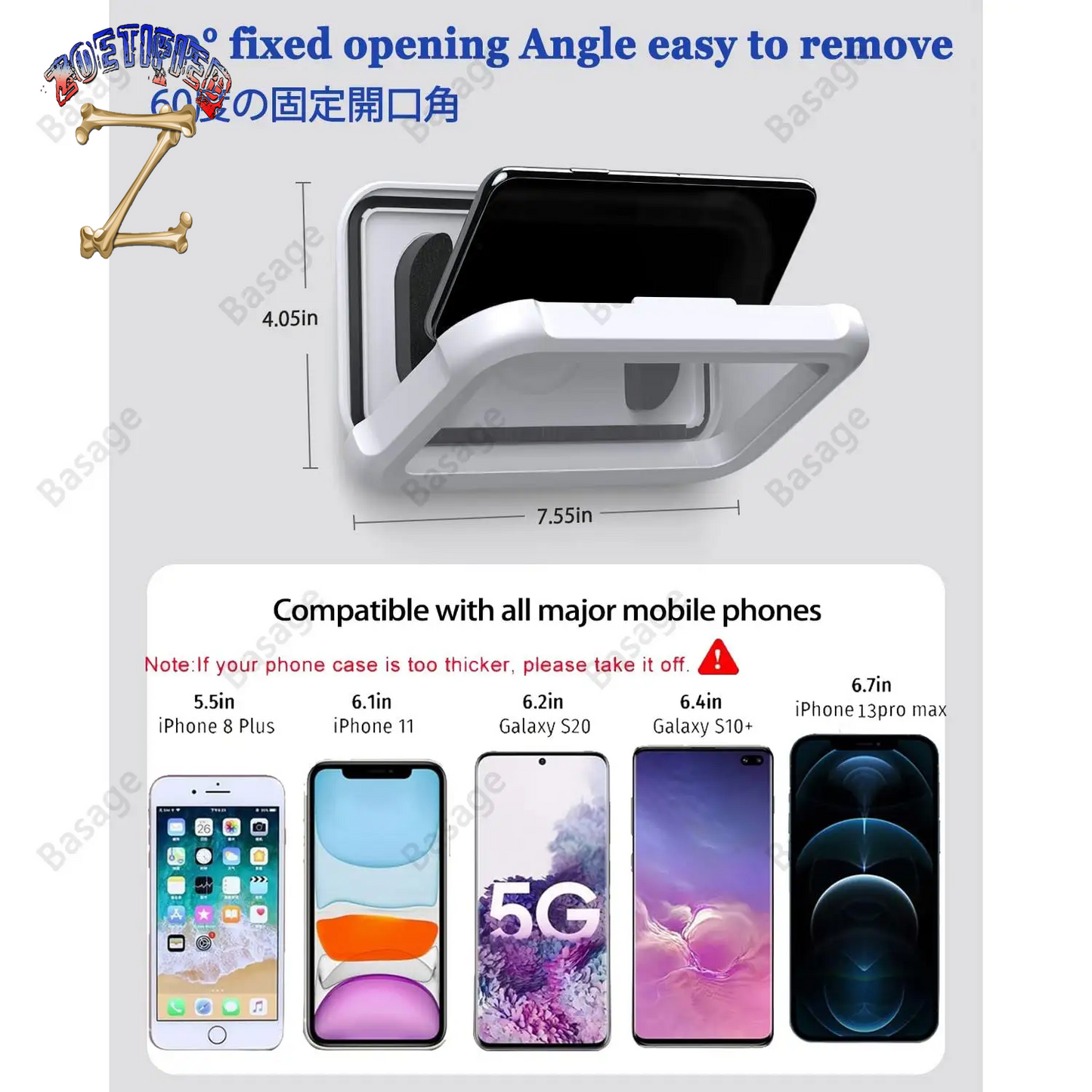 Waterproof Shower Phone Holder with 480° Rotation, Angle Adjustable, Wall Mounted Phone Holder for Bathroom Kitchen, up to 6.8In