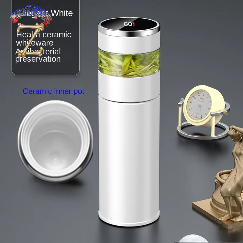 Tea Infuser Vacuum Flask Temperature LED Display 450Ml Insulated Cup Stainless Steel Tumbler Thermos Bottle Travel Coffee Mug